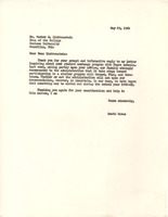 Letter From Scott Bates to Parker E. Lichtenstein of Denison University.